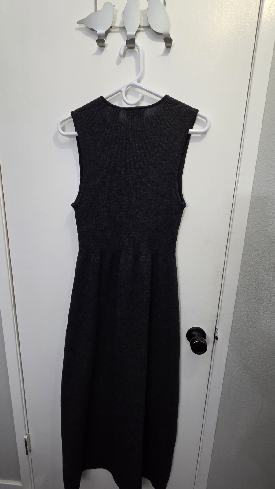 Preview Collection Dark Gray Merino Wool Sleeveless Maxi Dress M Button V-Neck
