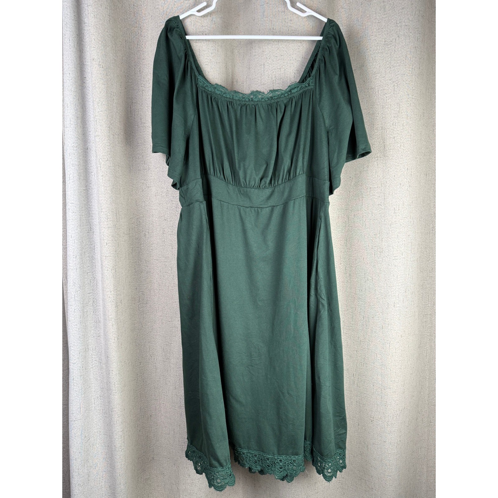 BloomChic Lace Trim Midi Dress Womens 22-24 Green Excellent Empire Waist Boho
