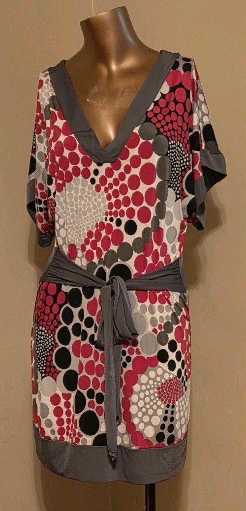 Women’s BODY CENTRAL Dress Pink Grey Large Y2K Vintage Clothing Geometric