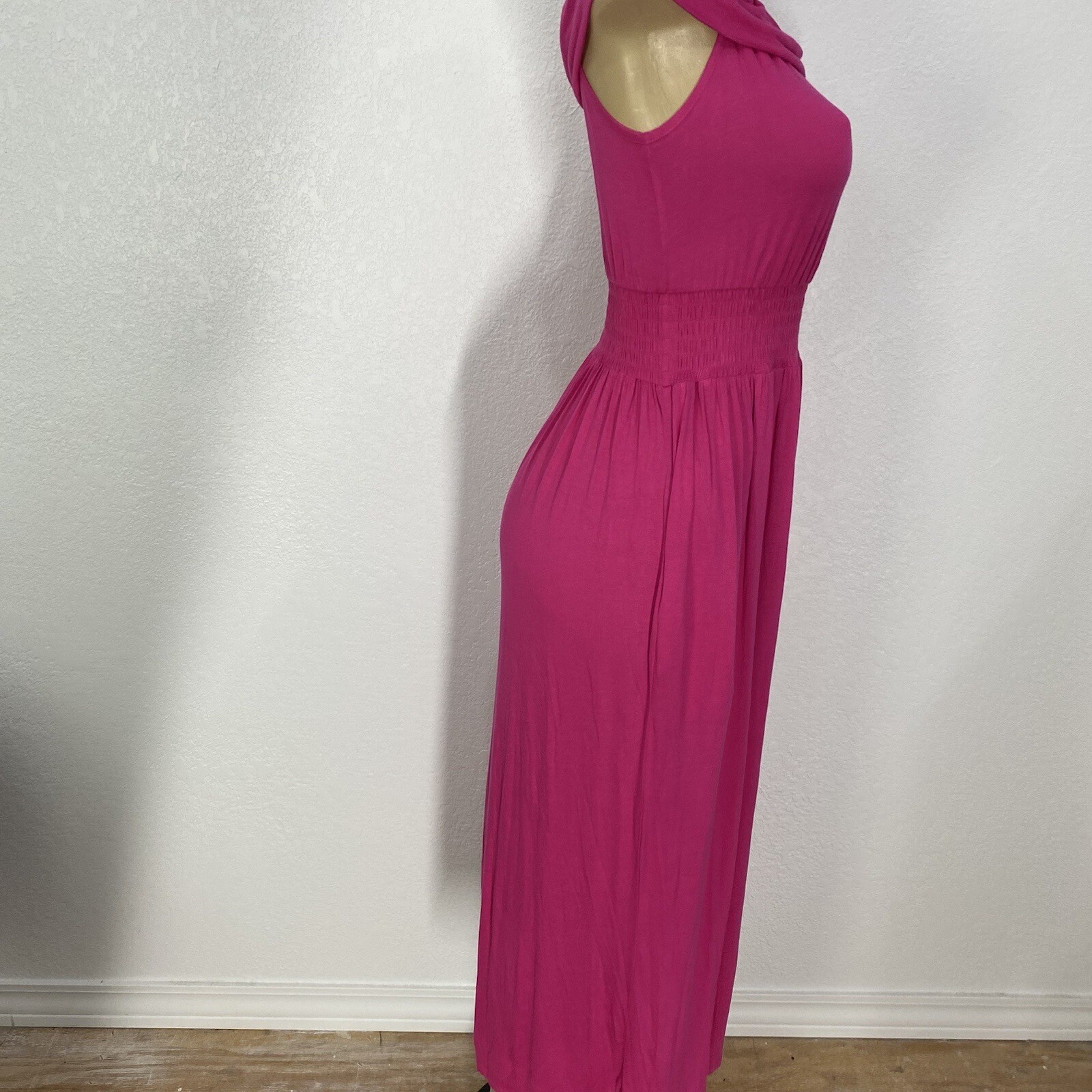 NY&C Pink Pullover Knit Pocketed Maxi Dress Womens Size XS Casual Off Shoulders