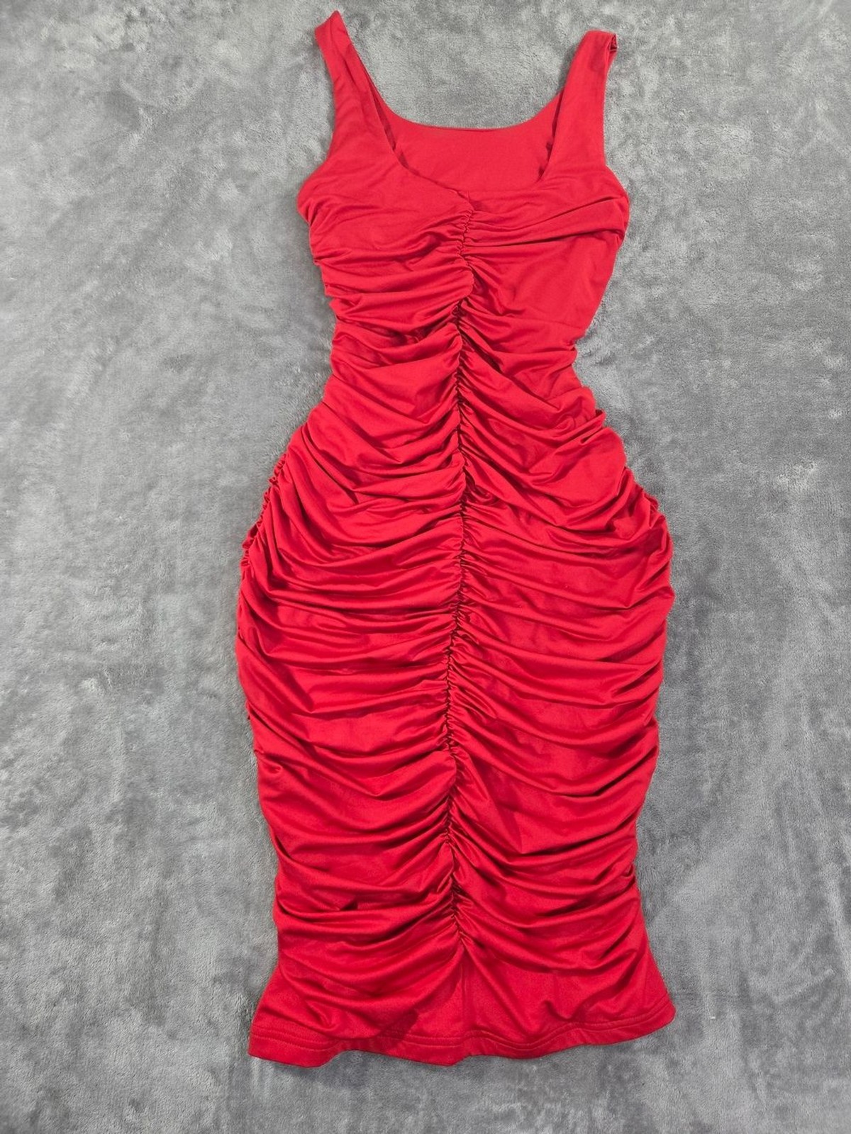 Red Ruched Bodycon Dress – Unbranded