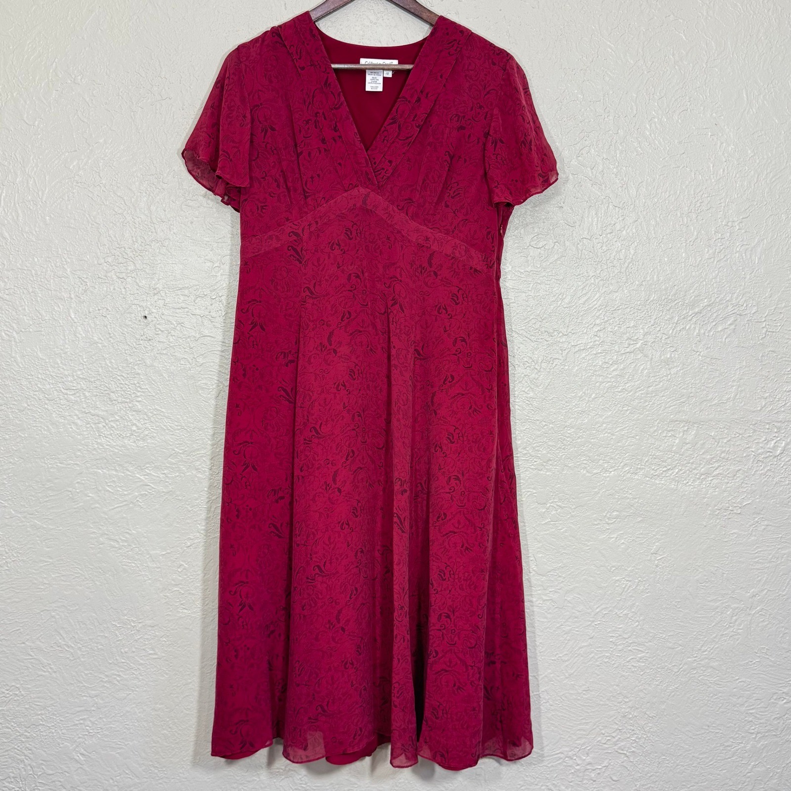 Vtg 90s Silk Midi Dress 12 Sheer Whimsigoth Fairy Grunge Garden Cottage Vampire