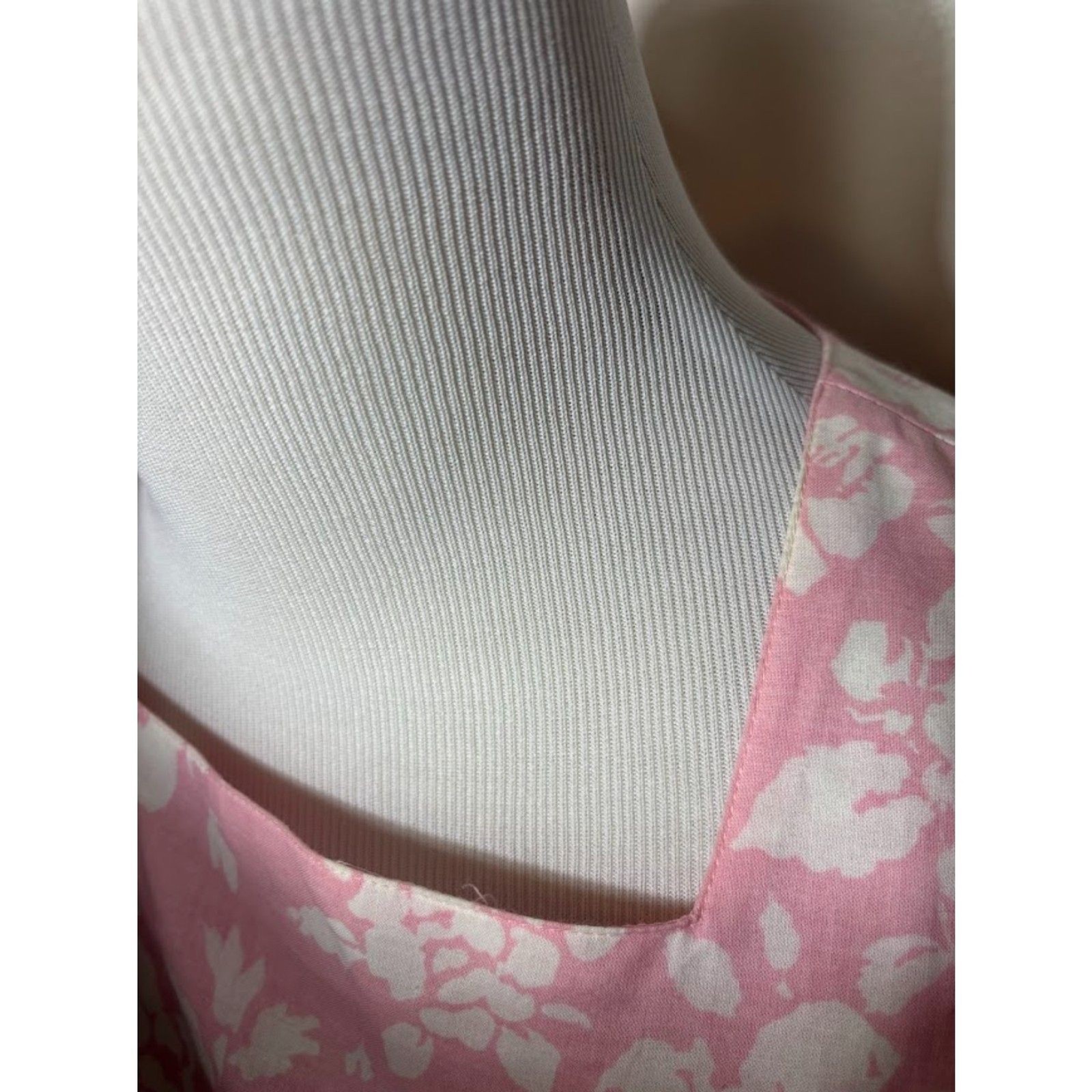 Laura Ashley Vintage Flour Sack Floral Prairie Midi Dress Pink White 10 Cotton