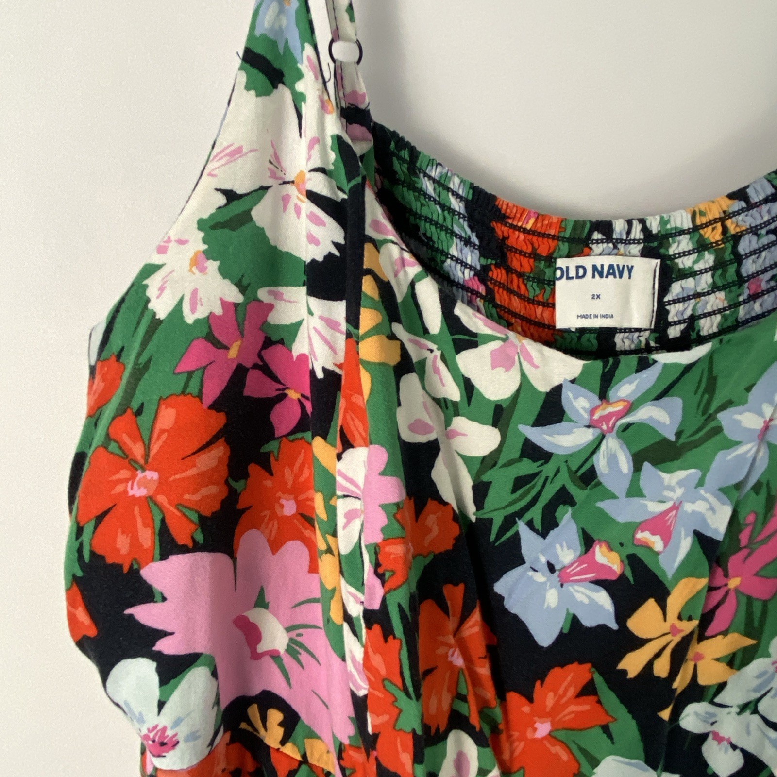 Old Navy Womens 2X Tropical Travel Boho Floral Shoulderless Strap Dress