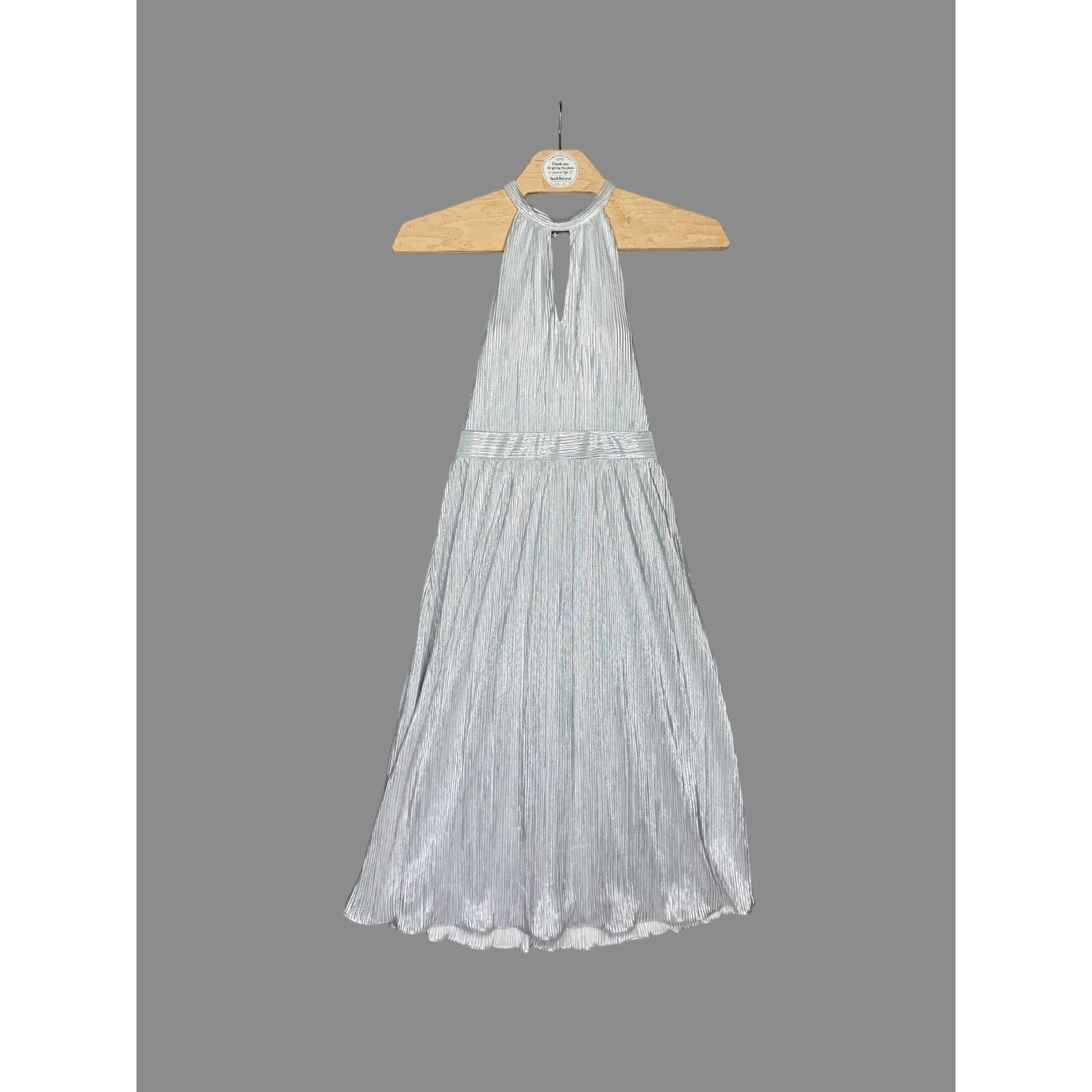 NWT Kensie Silver Metallic Halter Maxi Dress Size 12