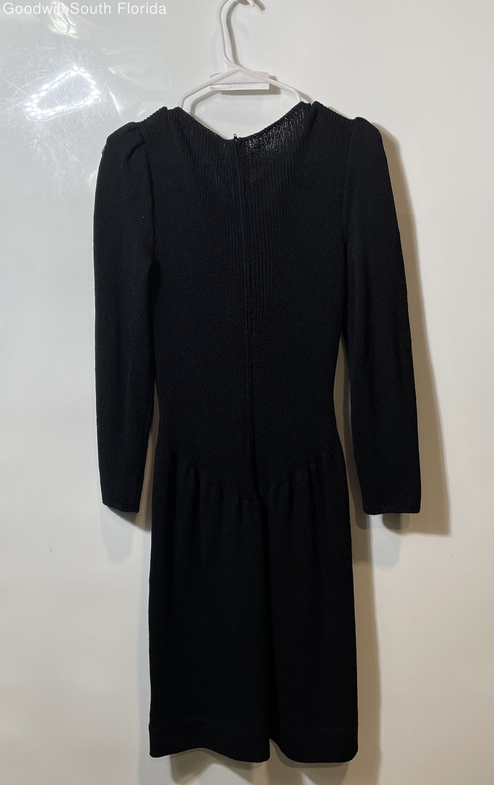 Pat Sandler For Wellmore Womens Black Embellished Sweater Dress Size 12