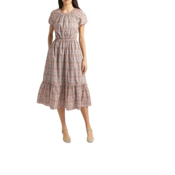 J.Crew Side Cutout Organic Cotton Midi Dress Size 2 Liberty Giorgia Duke Fabric