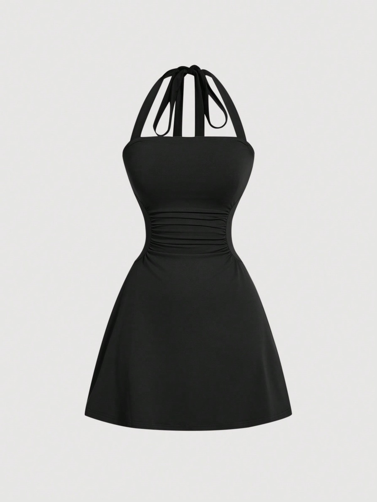 Women Halter Neck Backless Mini Dress Bodycon Party Clubwear Black S M L XL