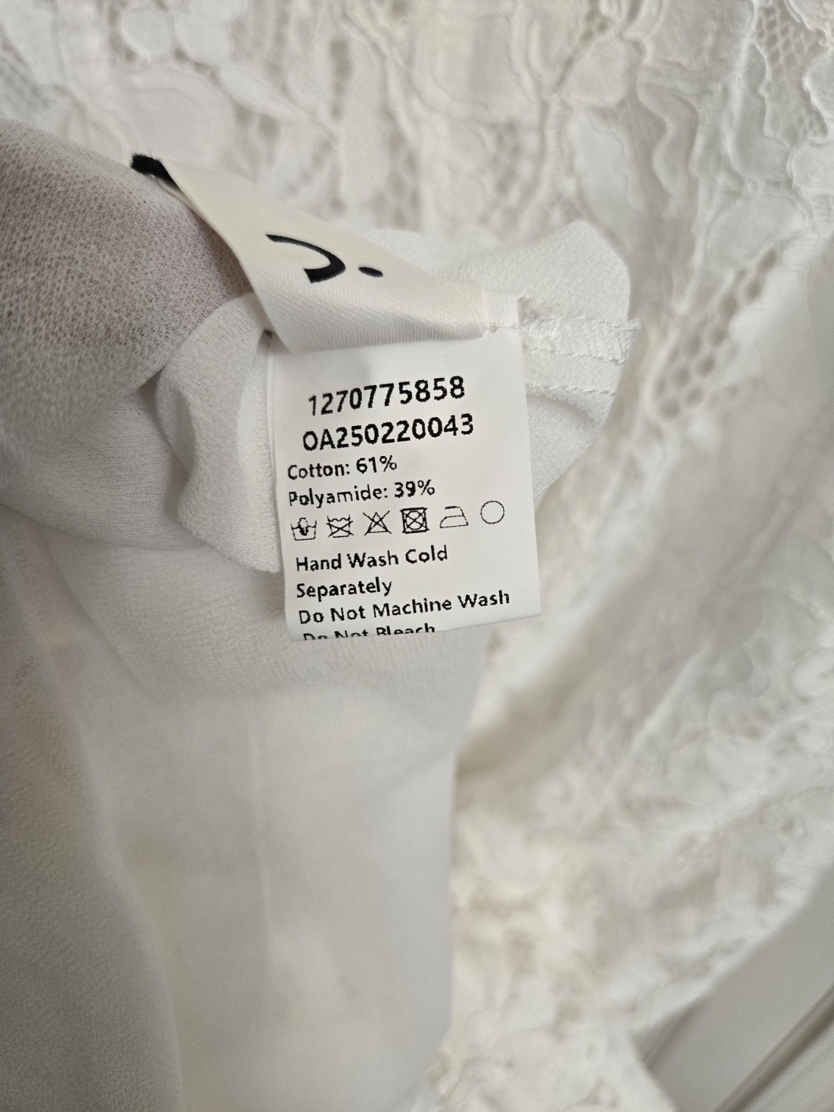 NWT Commense Mock Neck Sleeveless Semi-Sheer White Lace Maxi Dress, Large