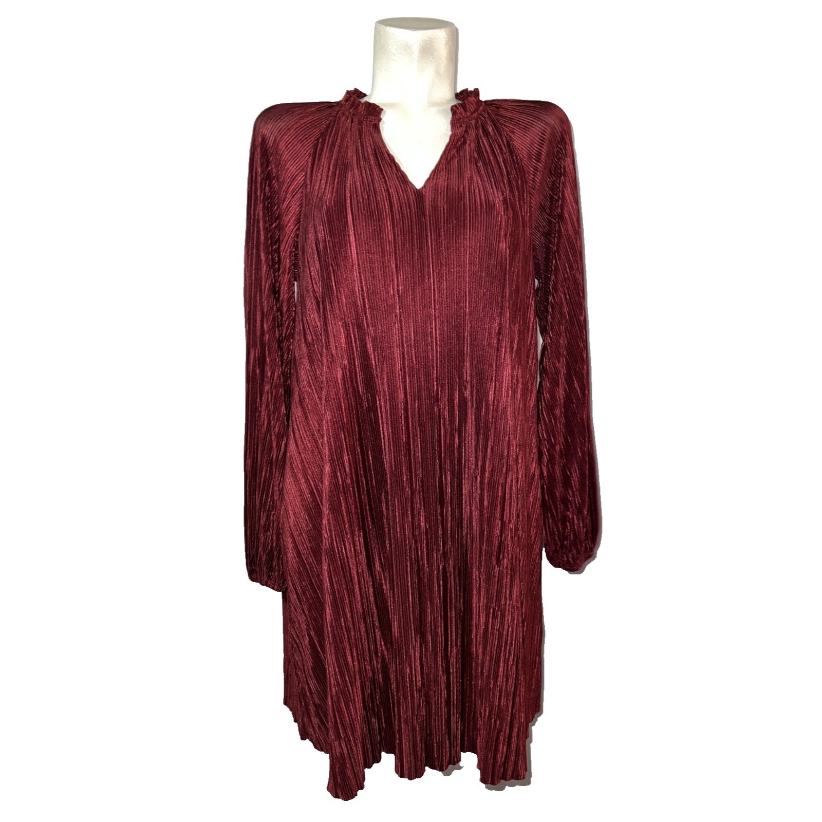 Banana Republic Womens Burgundy Plisse Pleated Shift Dress NWT Small 617940-00-1