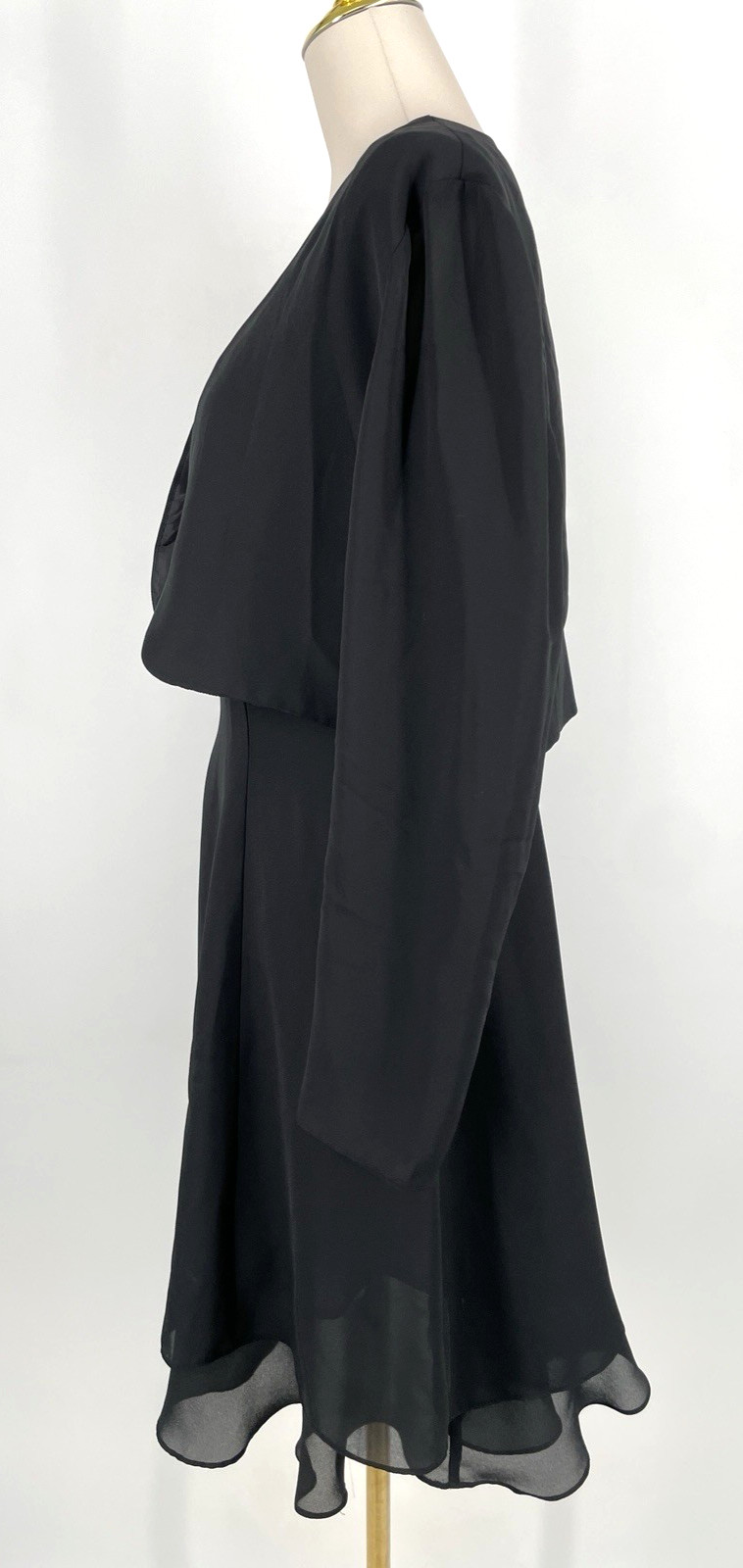 VTG Virgo women’s 12 Black Chiffon A-Line 2pc Dress set Scoop Neck bolero jacket