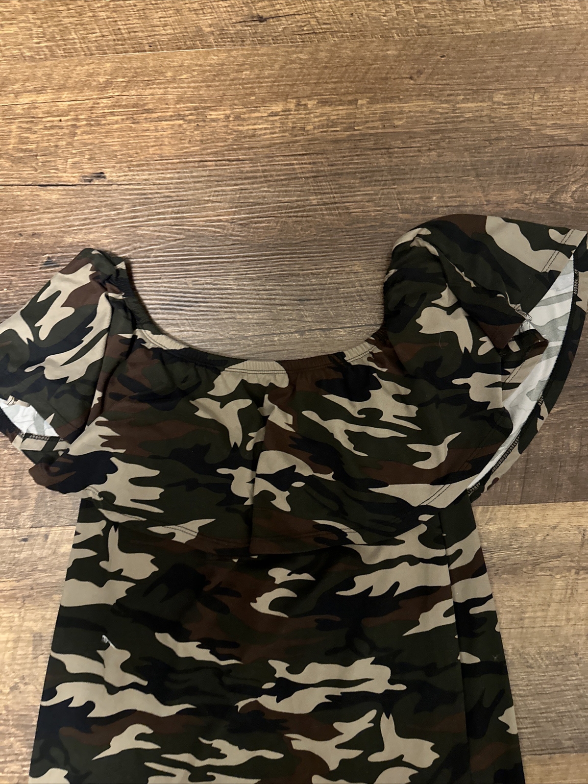 Absolutely Love It Ruffle Bodycon Olive Camo Camouflage Dress Size 2X