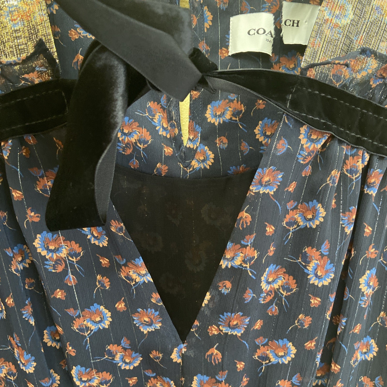 COACH 1941 Floral Print Metallic Silk/Velvet Size 0