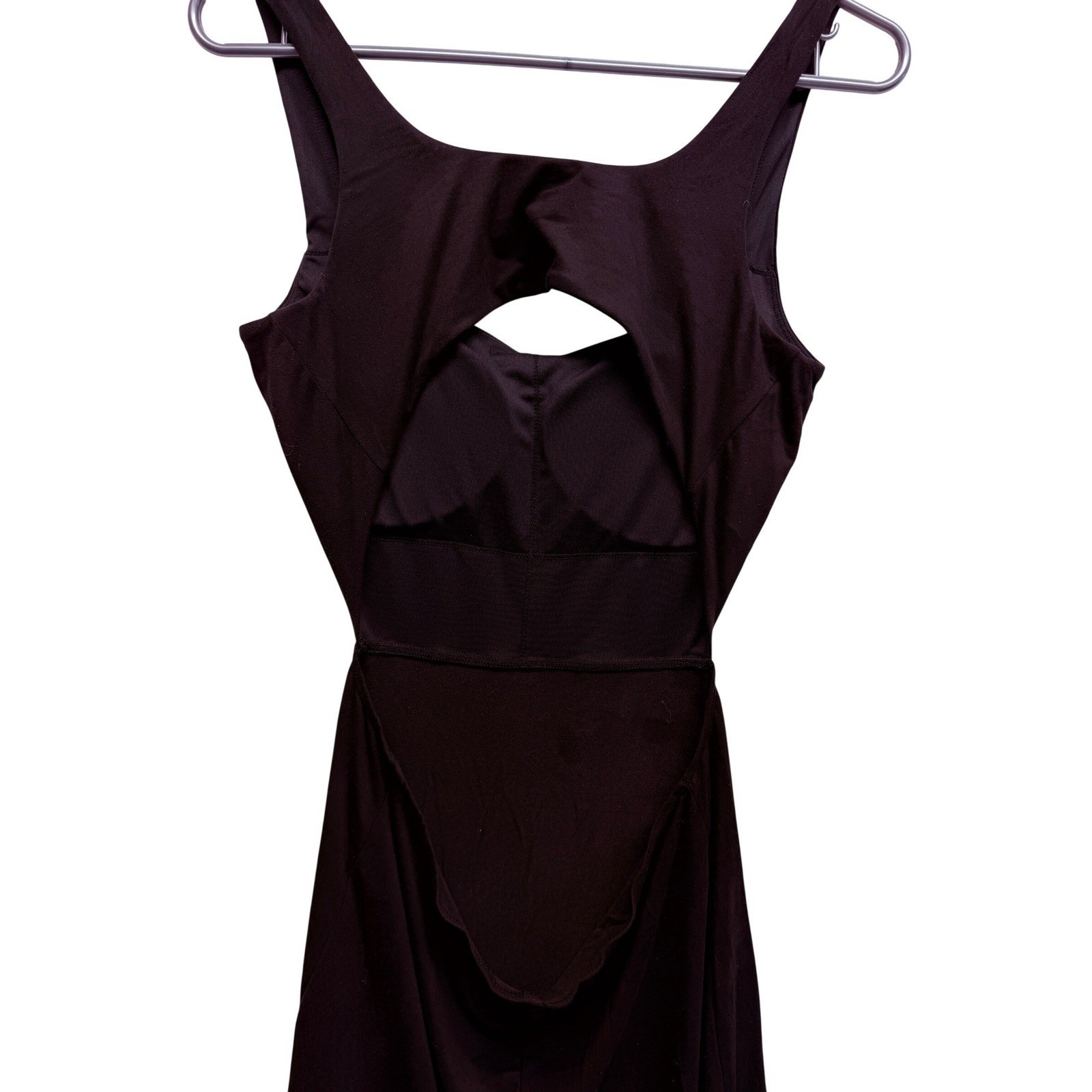 Halara Dress Cutout Back Built In Bra Size M Black Women Midi Slit SOFT