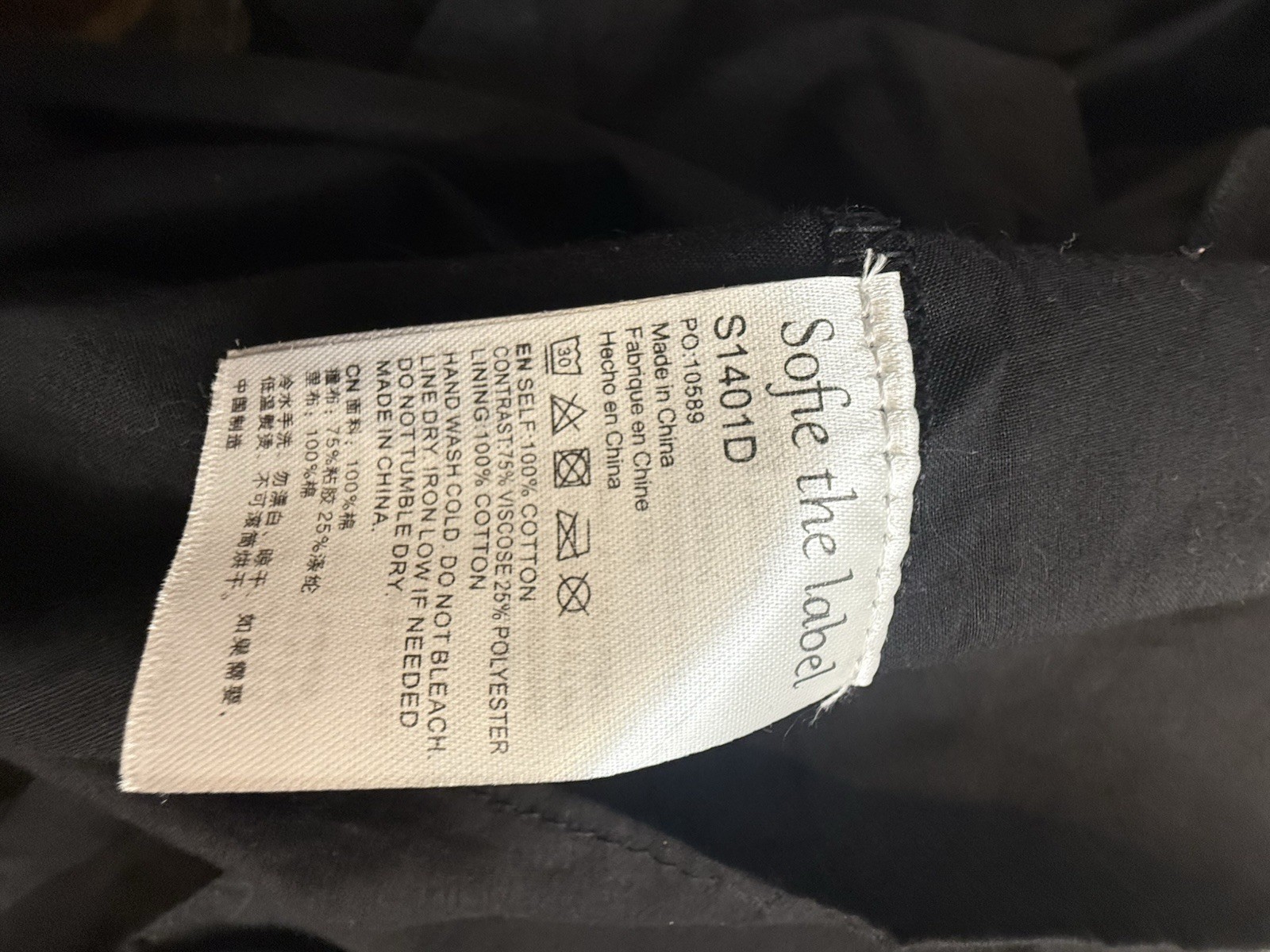 Sofie the Label Black Puff Sleeve Tiered Mini Dress Ribbed Cotton Size Small