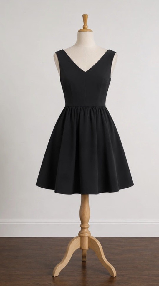 French Connection Women’s S Black Solid Fit & Flare Knee Dress V-Neck Zip NWT