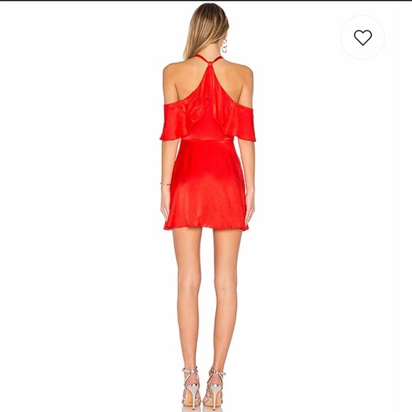 Privacy Please Bennette Halter Mini Dress With Ruffles in Grenadine Red sz XS