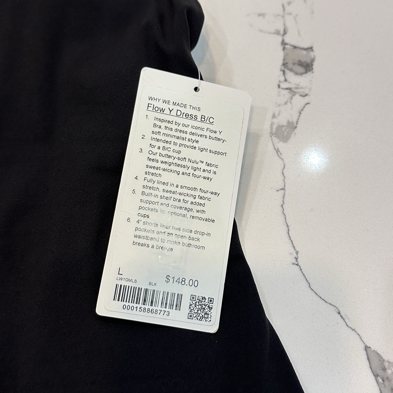 Lululemon Flow Y Dress Light Support, B/C Cup Black Large NWT $148 Free Ship