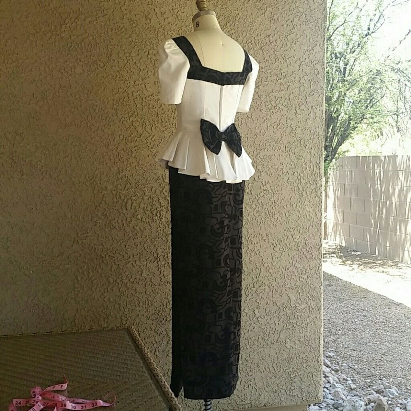 Vintage ‘Barbie Doll’ Black & White Gown Button & Bow Detail