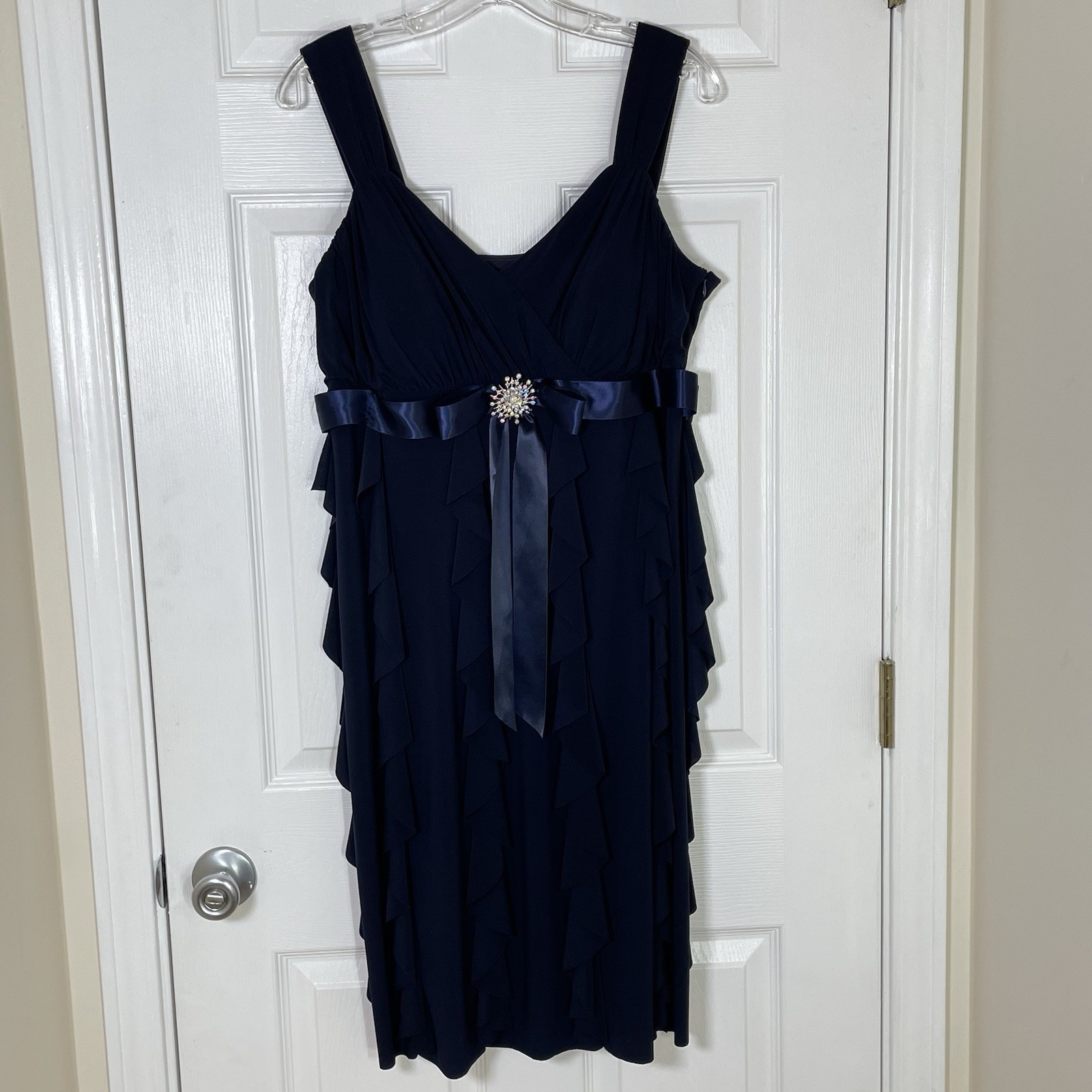 Vintage Betsy & Adam Tiered Ruffle Dress Dark Romantic Y2K Rhinestone Women’s 16