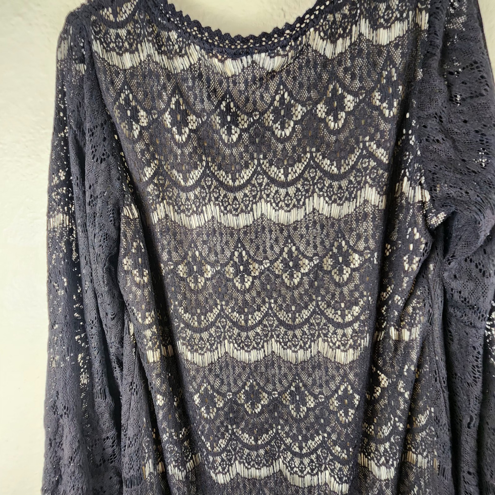 Scully Dress Size Extra Large Black Lace Western Peasent Flare Bell Sleeves