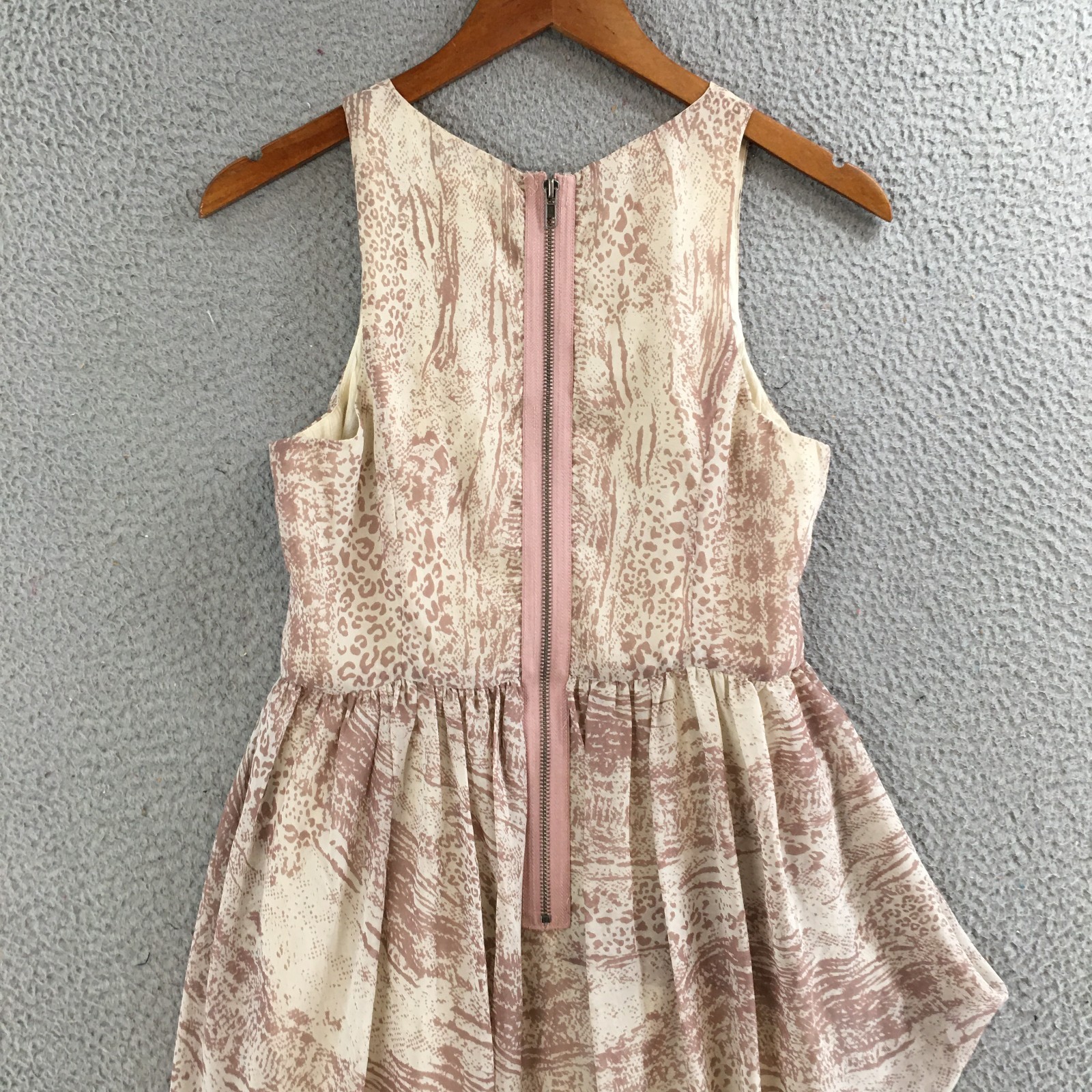 Mustard Seed Asymmetrical Draped Dress Womens M Sleeveless Snake Print Beige