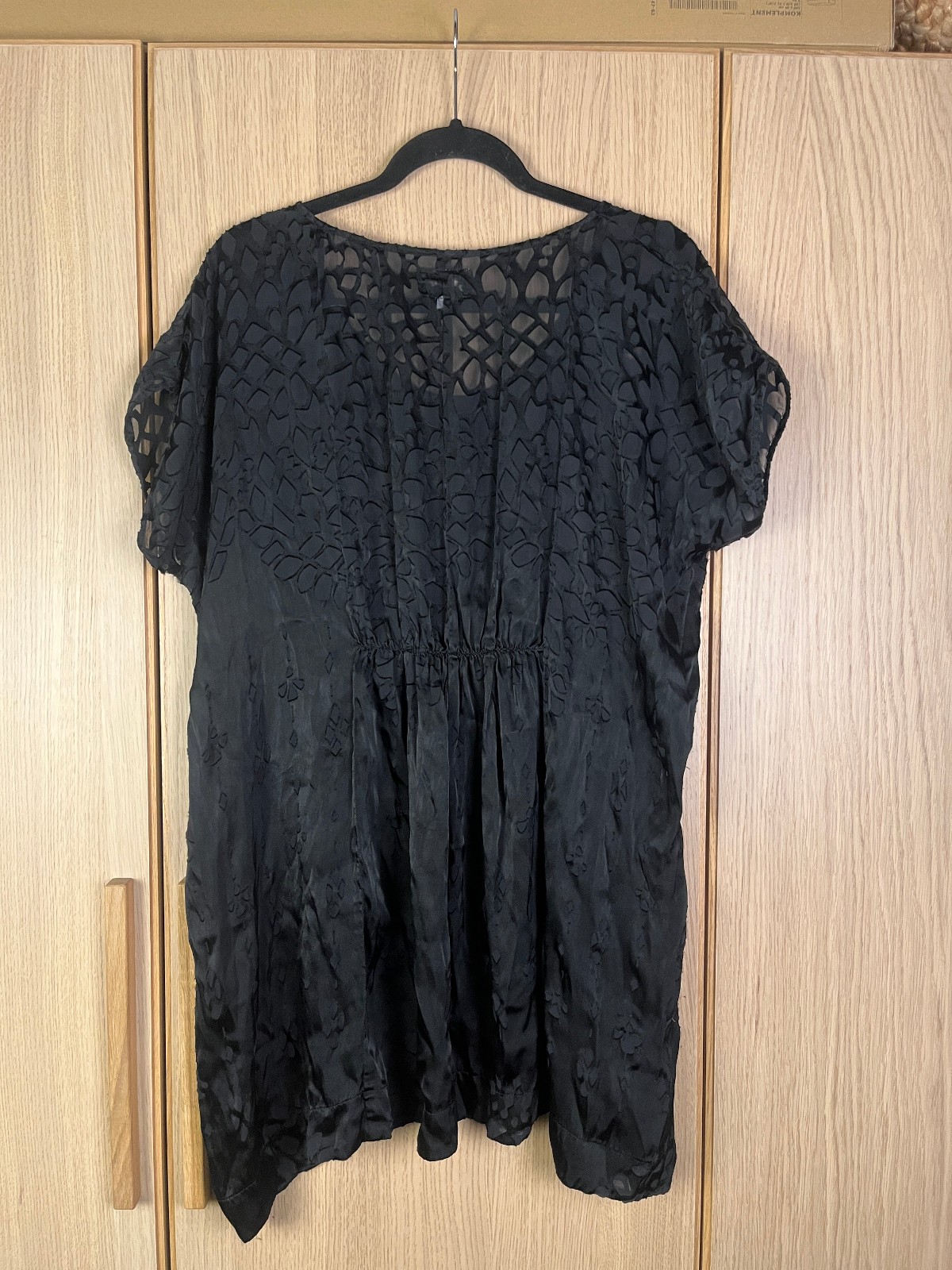 Biya by Johnny Was Black Silk Devoré Cutout Dress, Size S — Boho Statement Dress