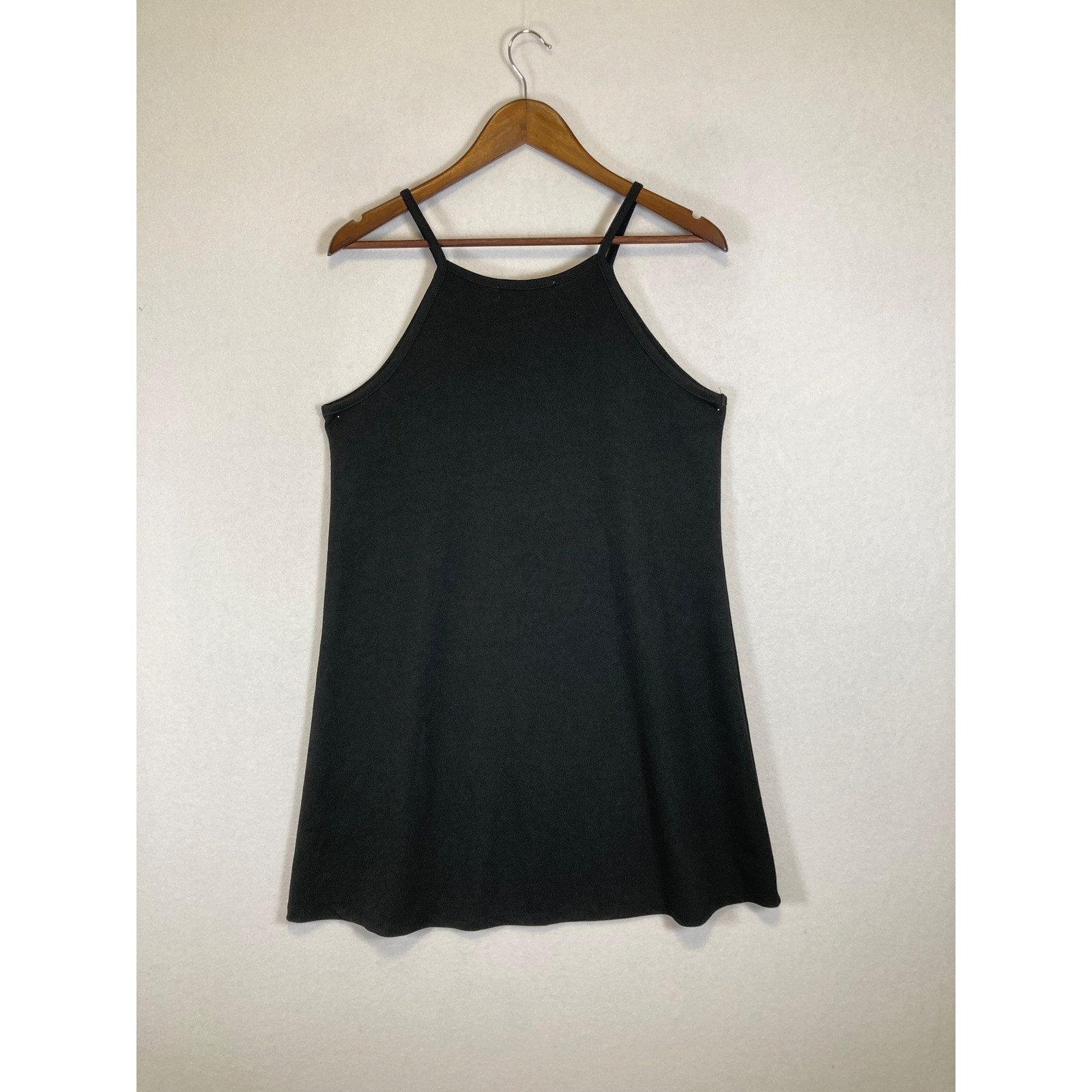 Minimalist WallFlower Women Large Black High Neck A-Line Stretch Mini Dress