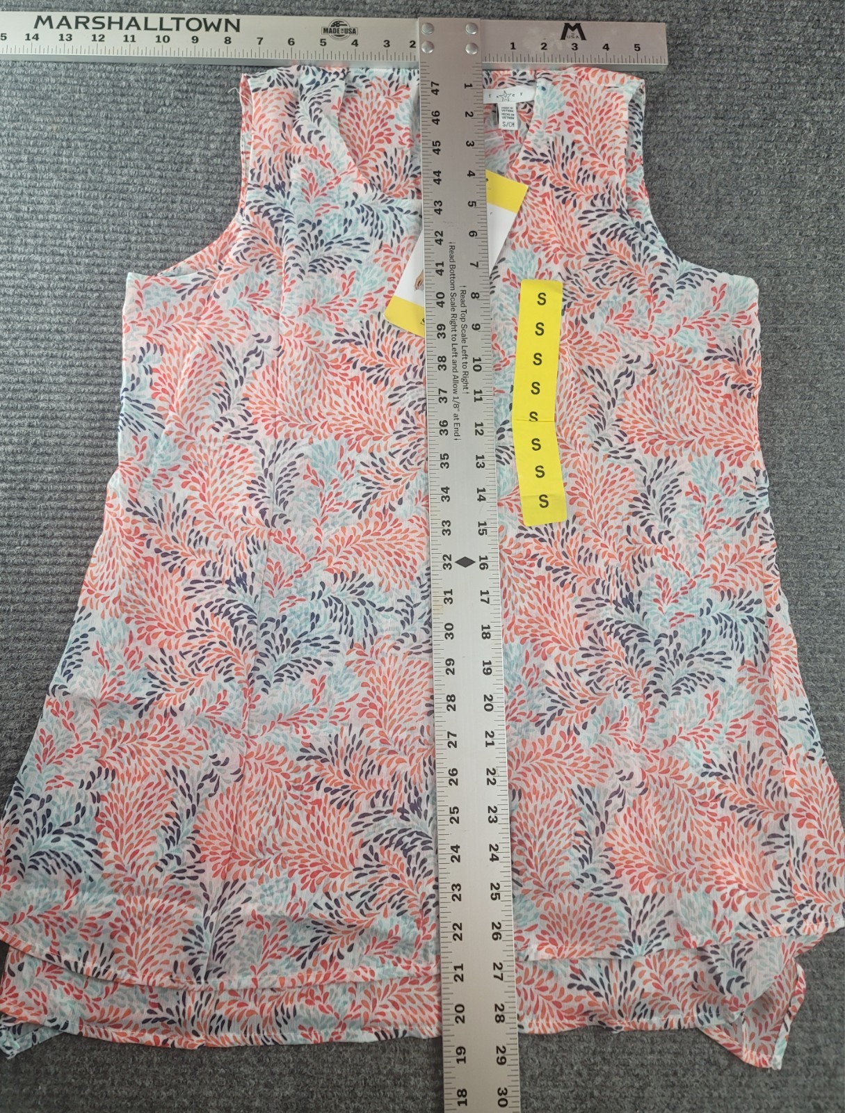 Fever White Orange Blue Petal Print Chiffon Sleeveless Layered Dress Size S