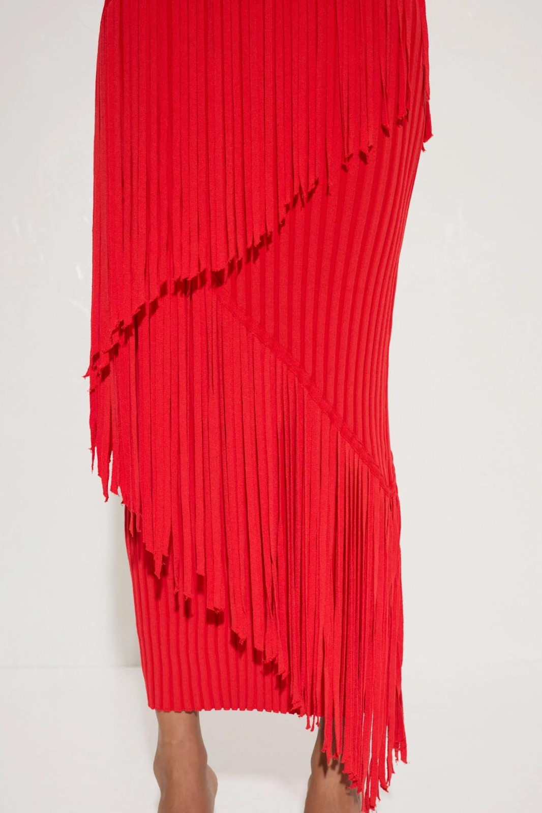 SIMON MILLER Spiral Knit Fringe Bodycon Maxi Dress Paprika S NWT Anthropologie