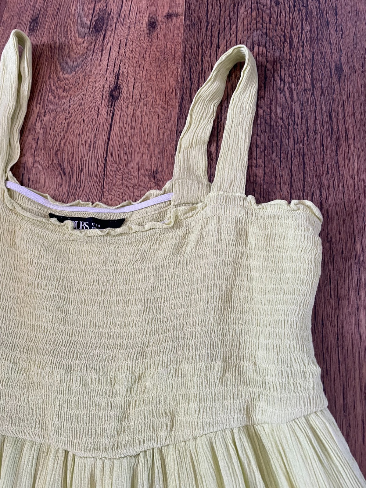 Yours lime green/yellow tiered midi summer dress with pockets uk 14 eur 42