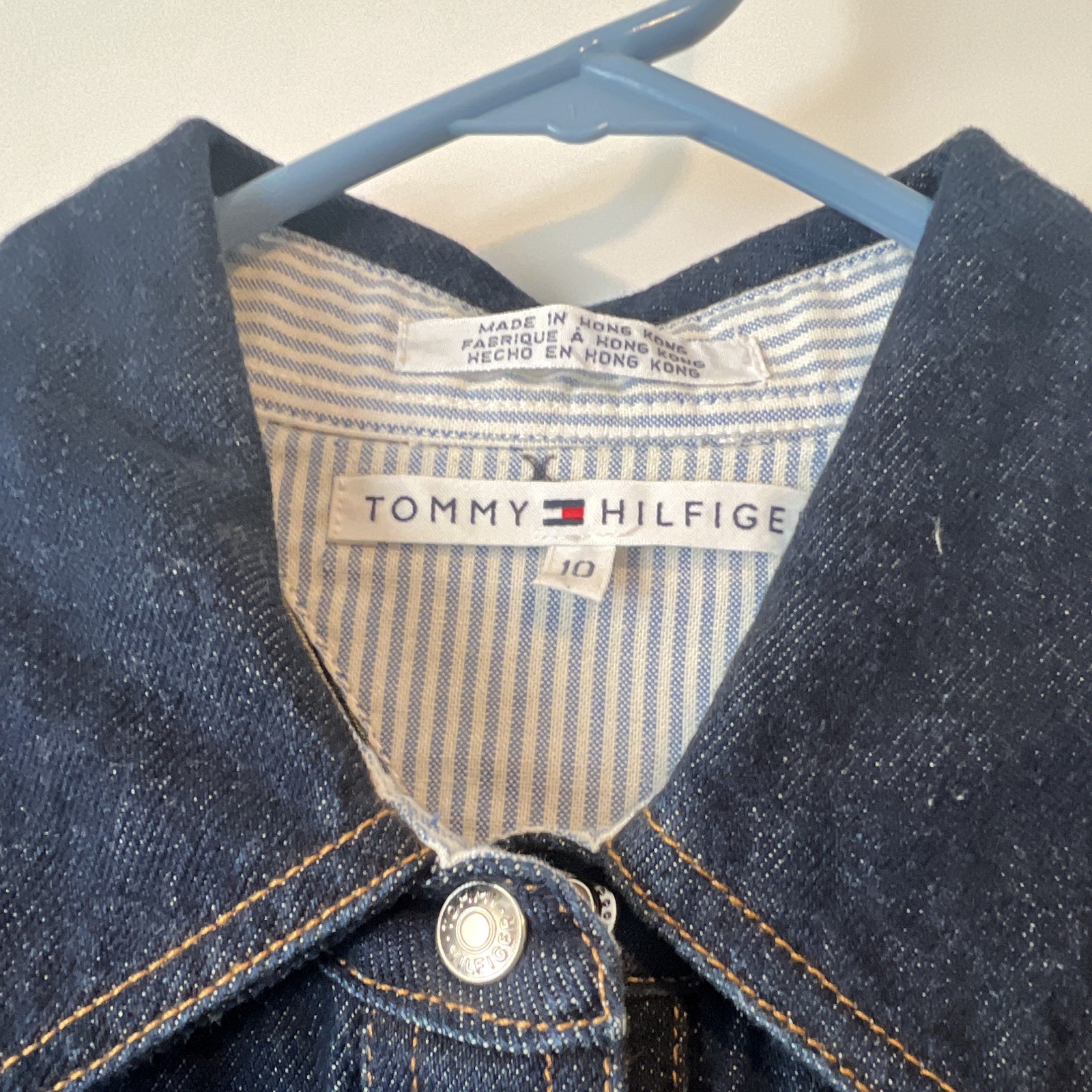Tommy Hilfiger Shirt Dress Collared Pockets Denim Blue Short Sleeve Short 10