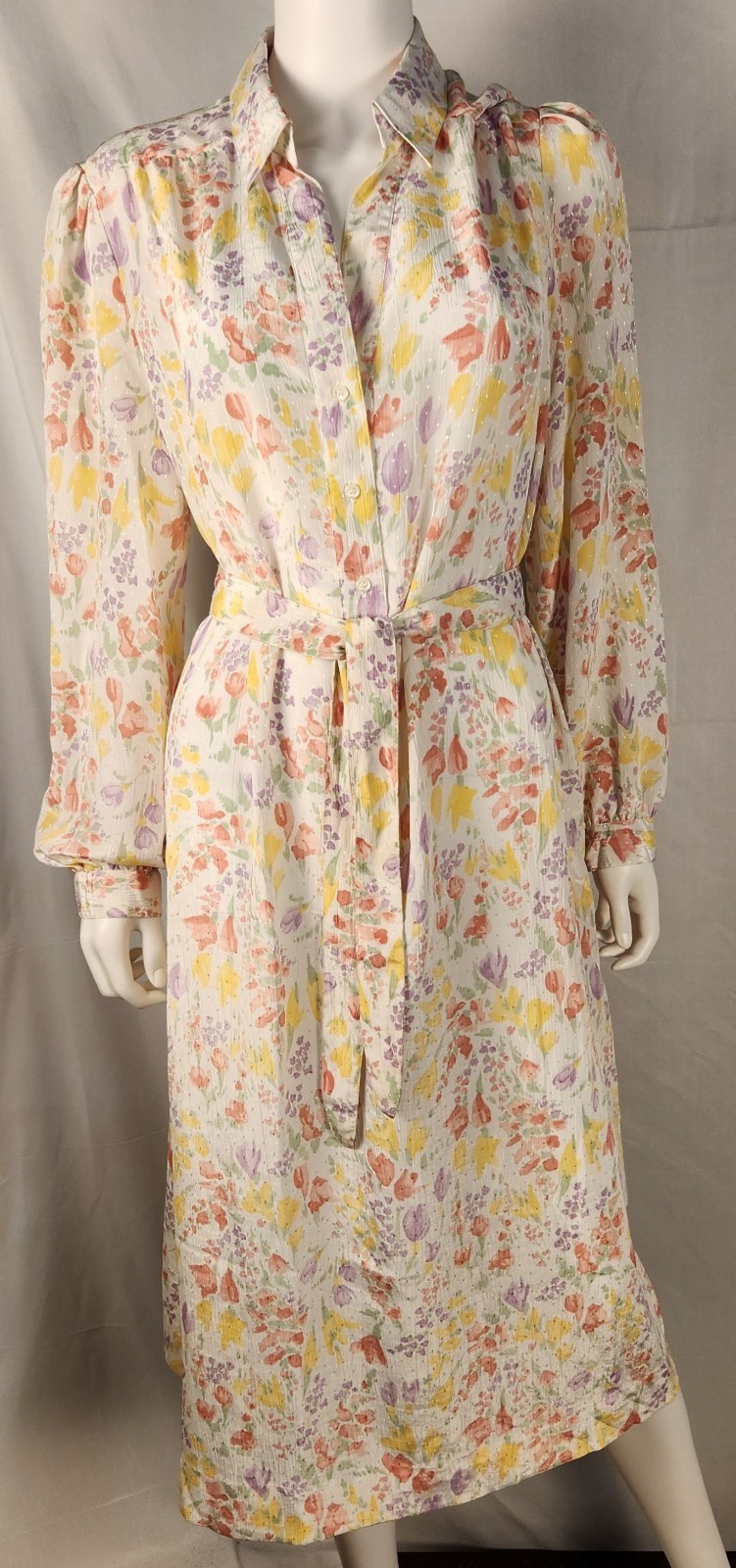 Vintage Shrader Sport Floral Midi Shirt Dress 18