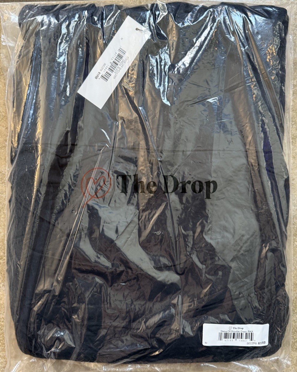 The Drop Stevie Off-Shoulder Black Dress Maxi Knit Size Medium New FAST SHIPPING