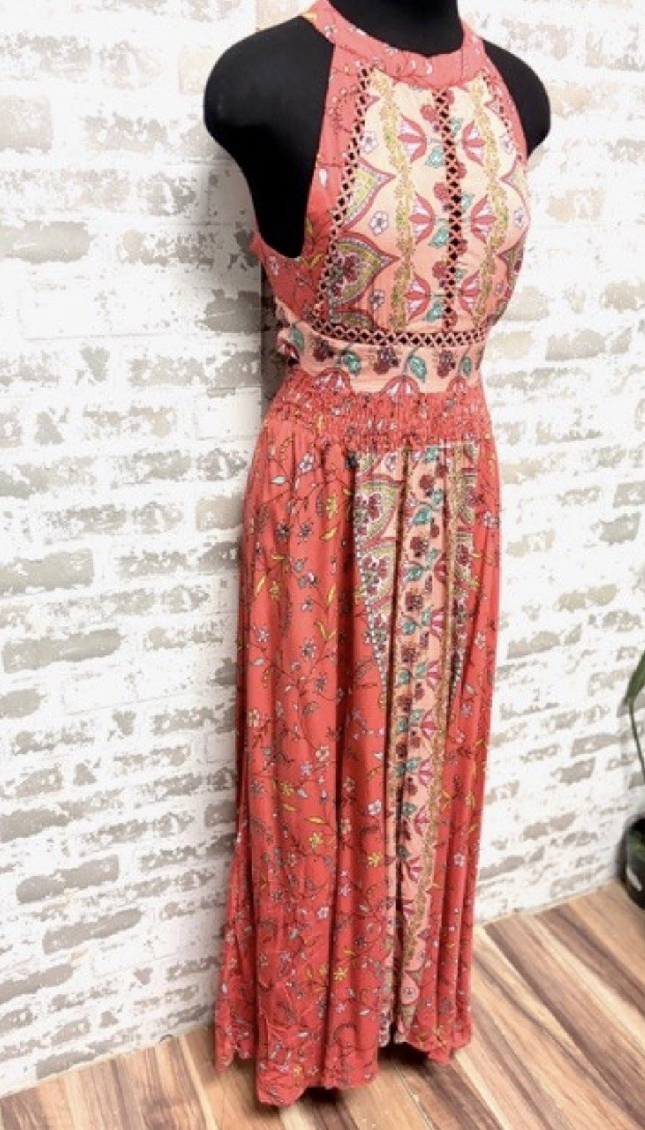 JAASE Multicolor BOHO Hippie Halter Style LIGHTWEIGHT MIDI DRESS Sleeveless XS