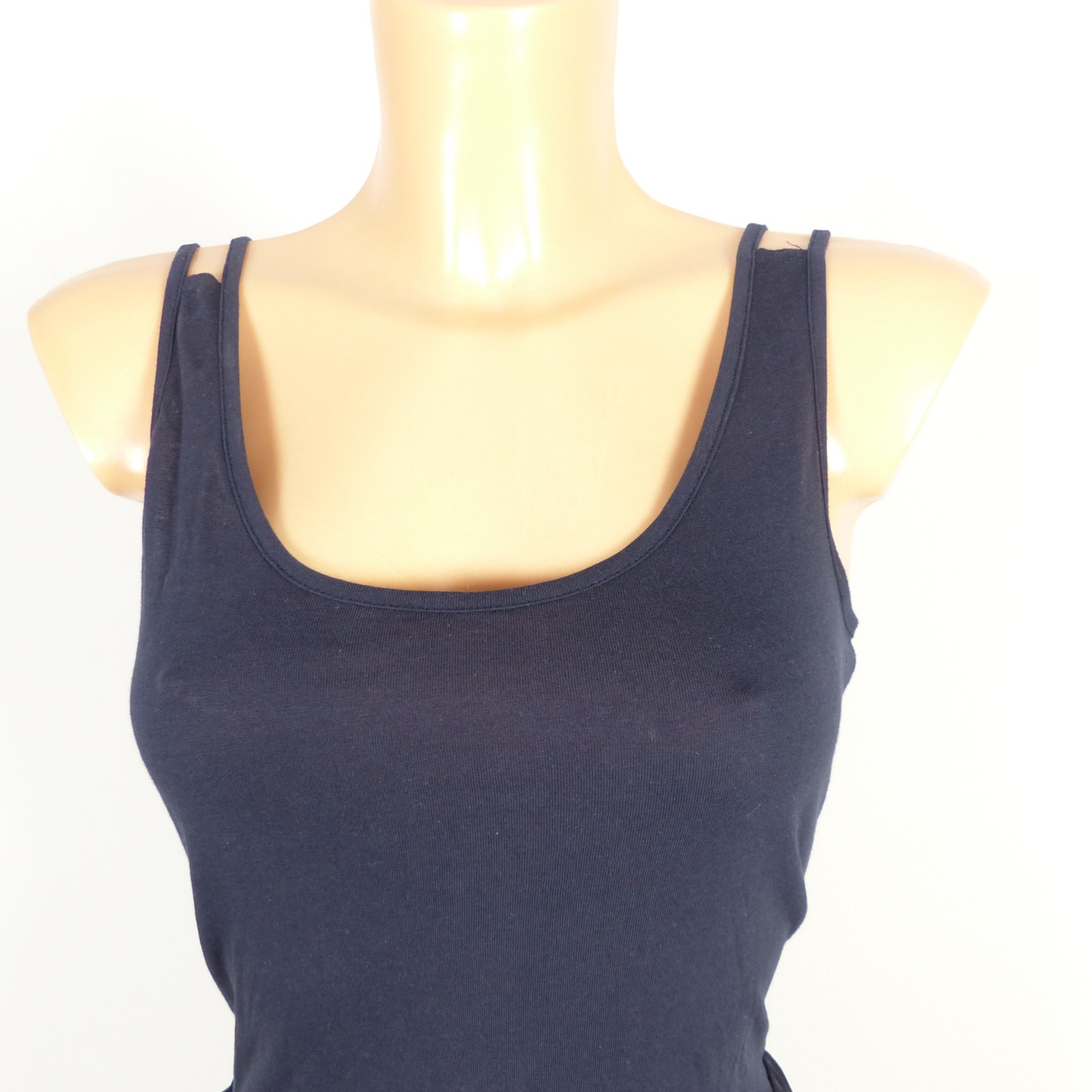 Esprit chiffon maxi dress pleated skirt stripe blue yellow size M