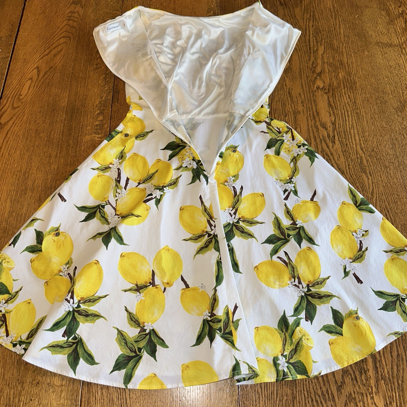 Retro Lemon Dress Medium Euro Summer Cottagecore Romantic Fit Flare Gardenwed