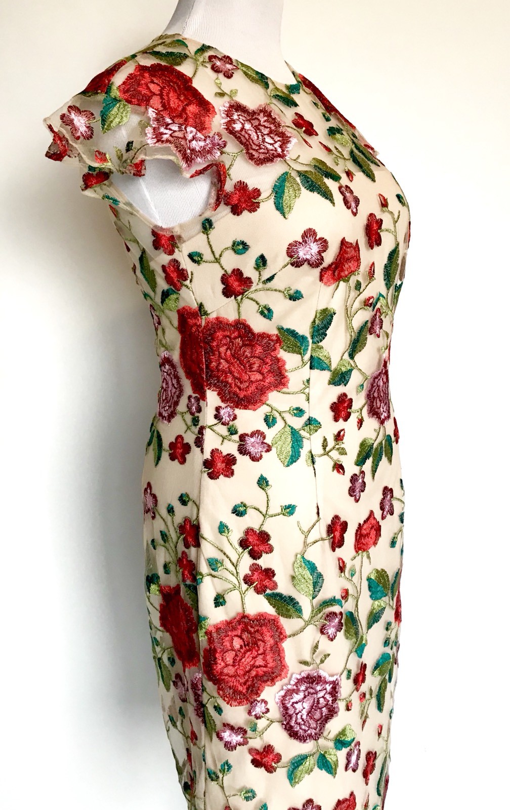 Carmen Marc Valvo Sz 6 Embroidered Floral Dress Retail $325 Price $148 NWT