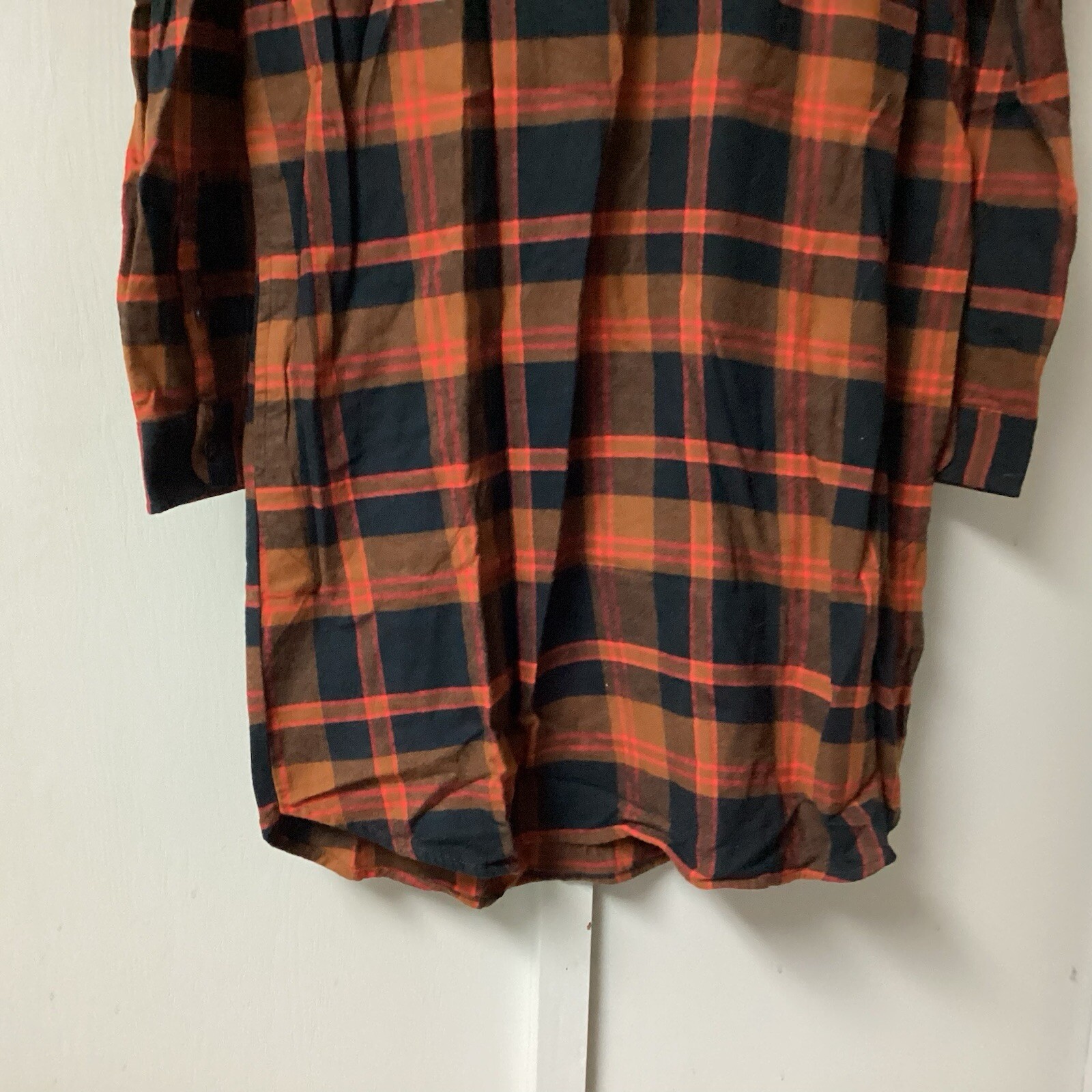 Goodthreads Women Medium Rustic Flannel Long-Sleeve Popover Shirt Dress Pock New
