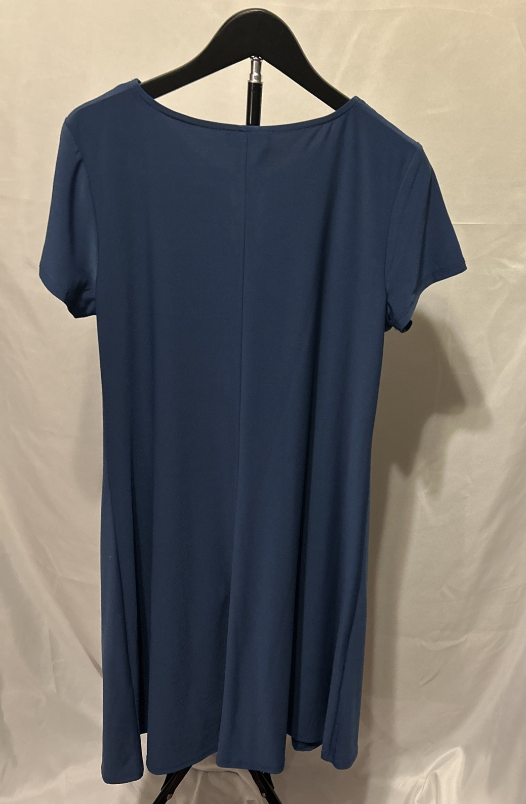 MSK sleeveless trapeze/swing dress size M brilliant blue w/silver ring accents