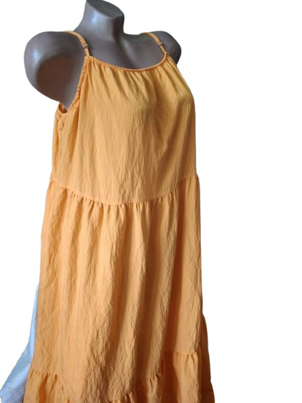 F&F Orange Tiered Maxi Sundress Womens US 14 UK 18 XL Boho Summer Cami Dress New