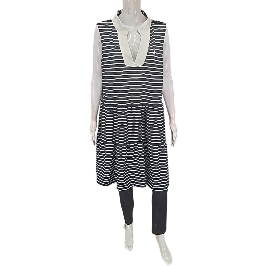 Nautica Jeans Women’s Navy Ivory Tiered Collar Sleeveless Dress Size XX-Large