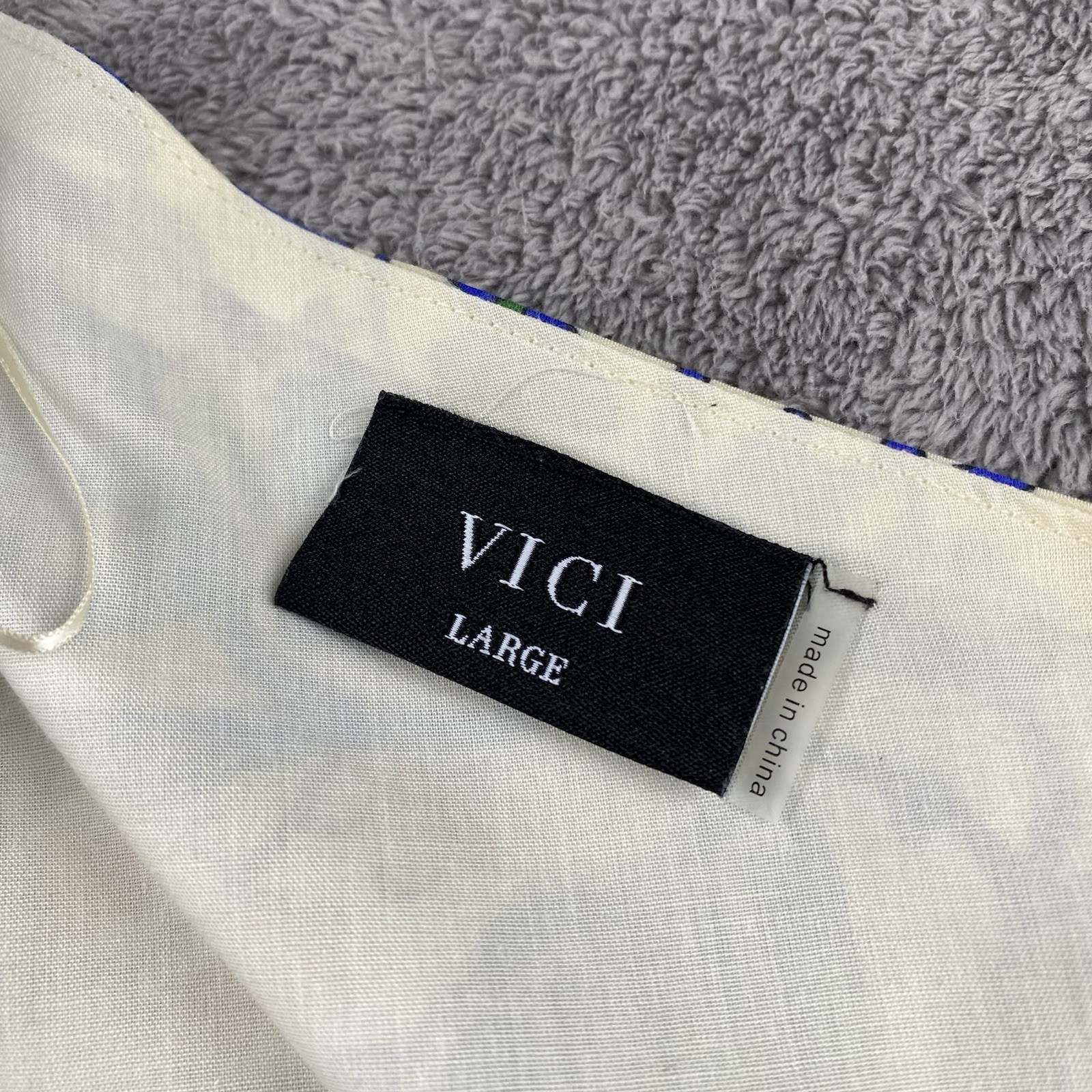 VICI One Shoulder Dress Womens Large Pattern Blue
