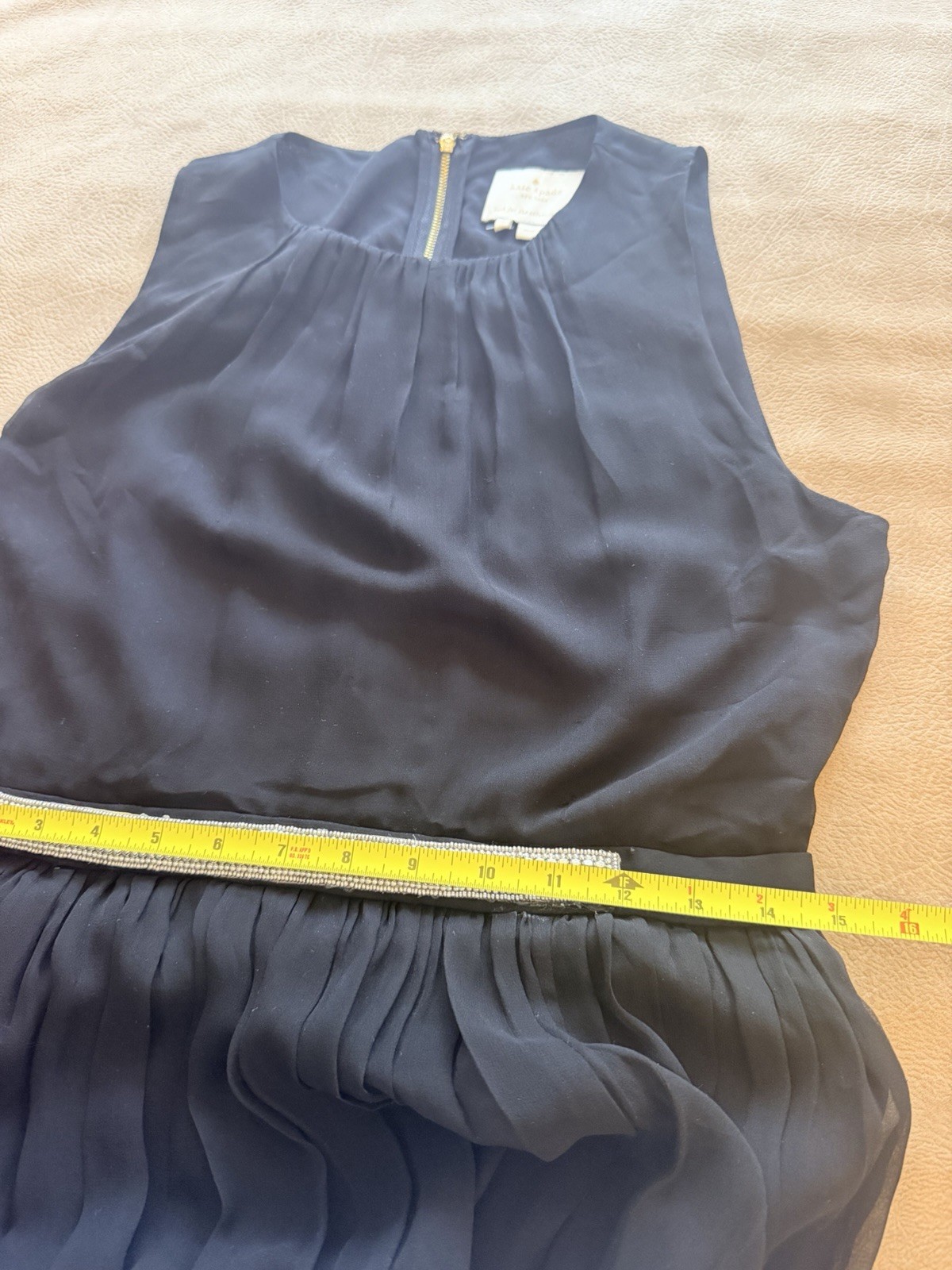 Vintage 90s Kate Spade Black 100% Silk Chiffon Dress SZ 8 FLAW READ