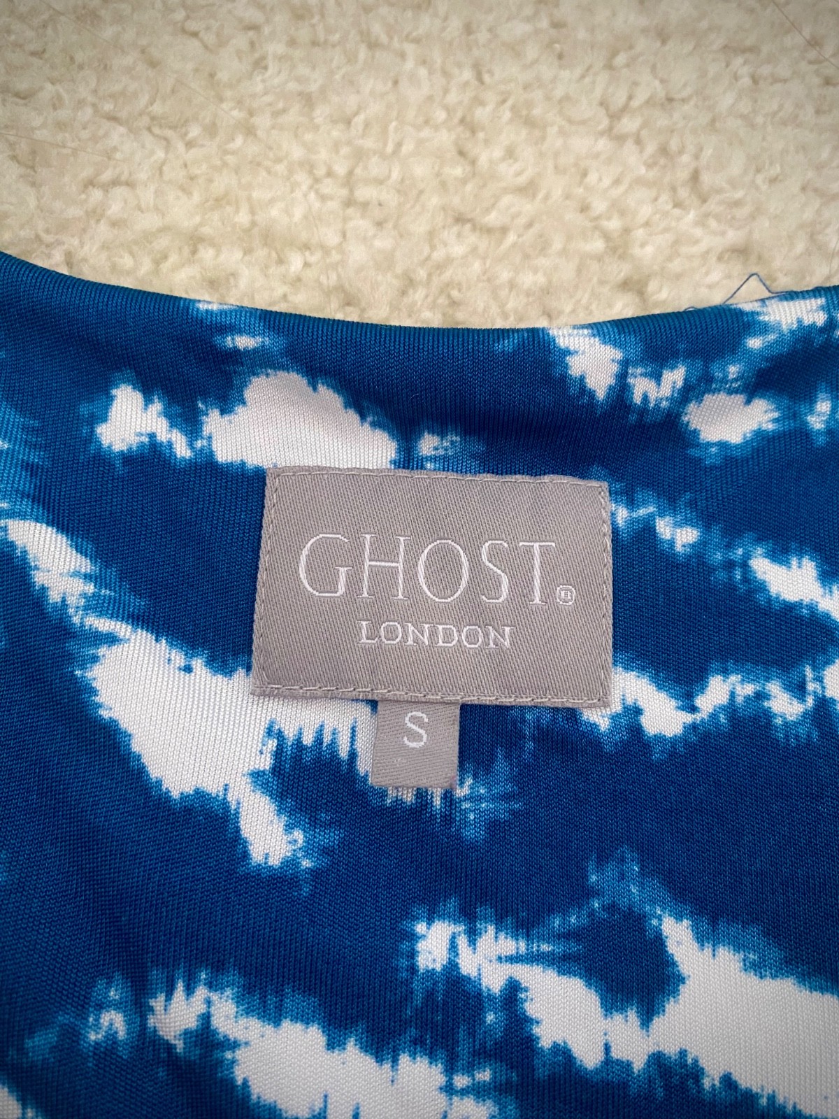 GHOST LONDON Blue White Dress SMALL / UK8