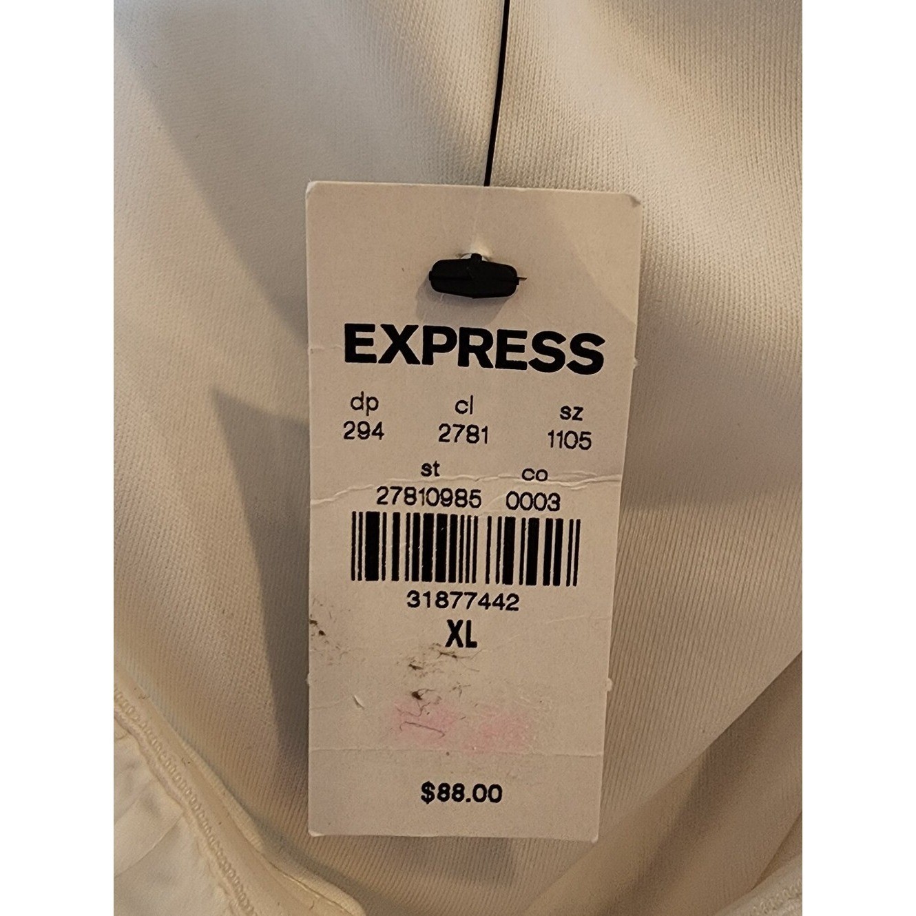 Size XL NWT Express Off Shoulder Pleated Mini Dress Ivory Stretch Women’s