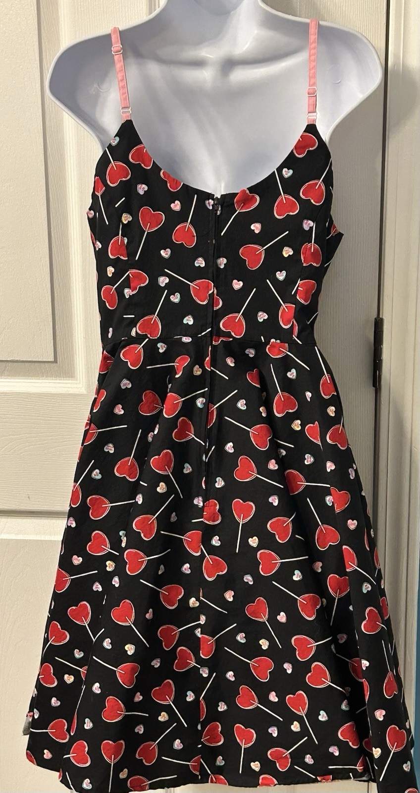Hell Bunny Black Red Candy Heart Lollipop Swing Sweetheart Dress Medium Pinup