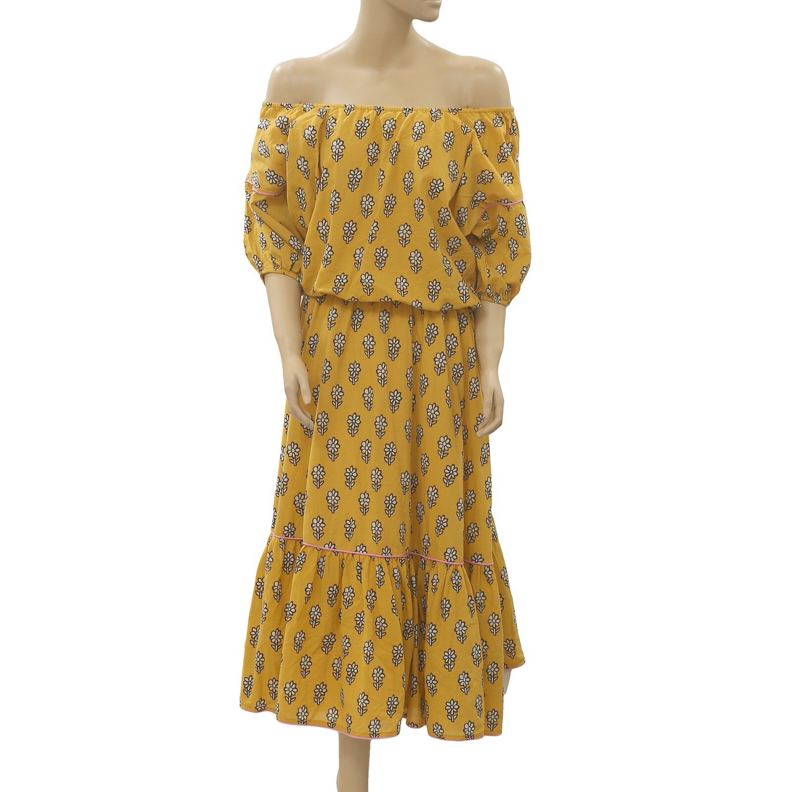 Rhode Resort Frida Printed Midi Dress Floral Off The Shoulder Vacation M 231156