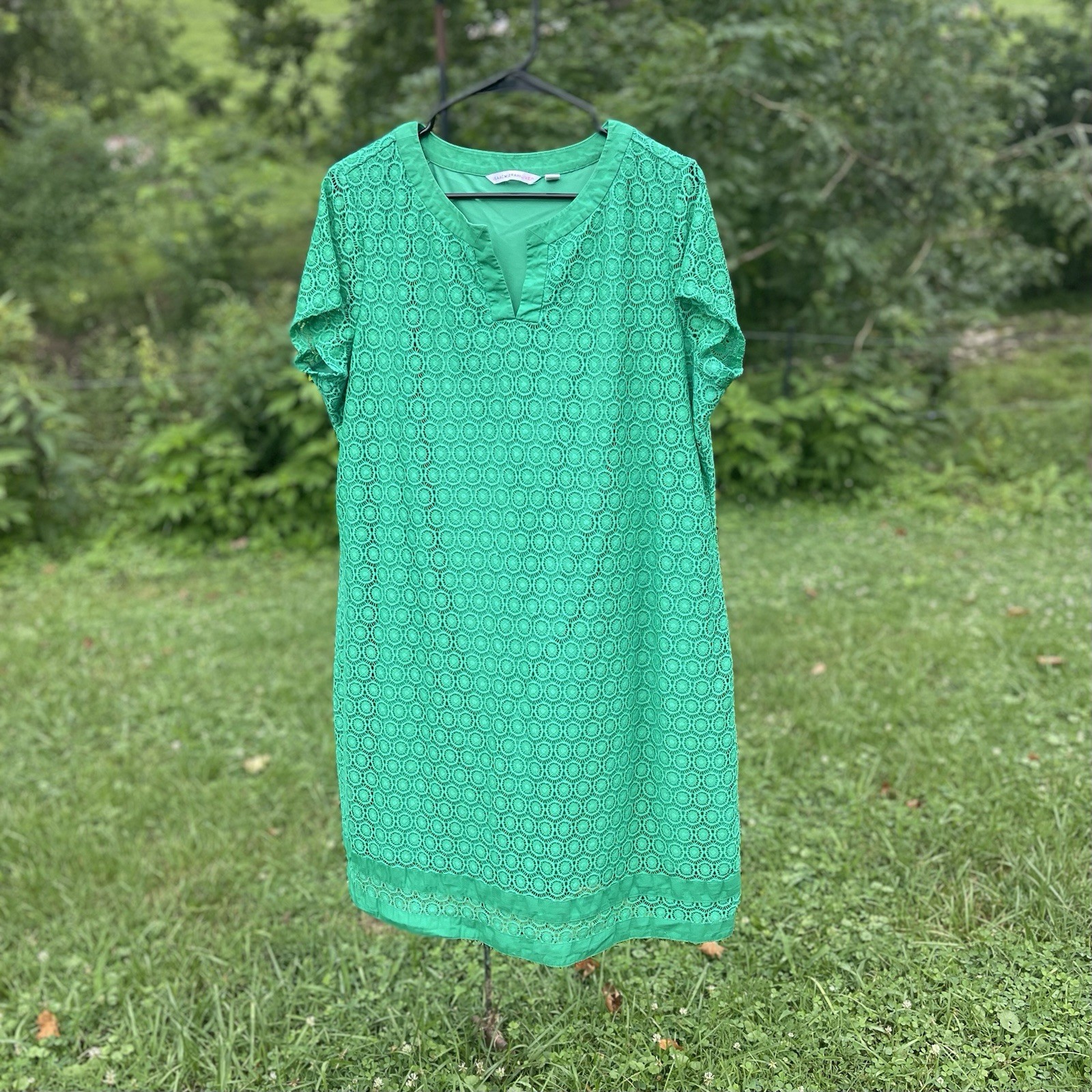 Isaac Mizrahi Live Green Circle Lace Dress With Lining Size 1X