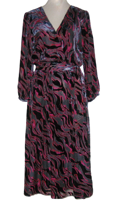 NWT Johnny Was TAVI Silk Blend Burnout Velvet Midi Dress Women L MSRP$560
